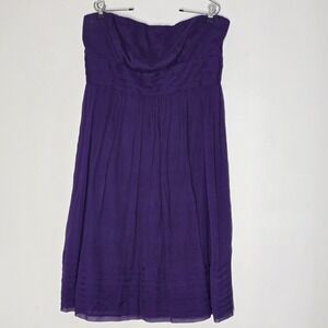 J. Crew Silk Chiffon Tiered Midi Dress Romantic Purple Strapless Womens 16